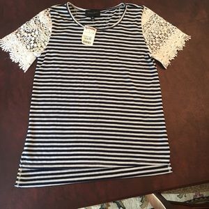Women’s size M black and white stripe top NWT